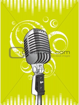 vector music background with microphone