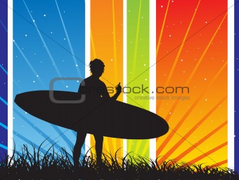 vector silhouette on abstract background