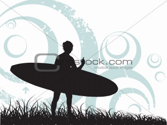 vector surfer on grunge background