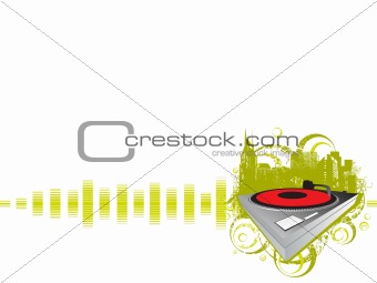 vector turntable on grunge abstract background