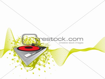 vector turntable on grunge abstract vector waves