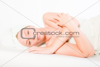 Wellness girl series laying down resting