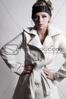 Fashion portrait of a blond girl posing