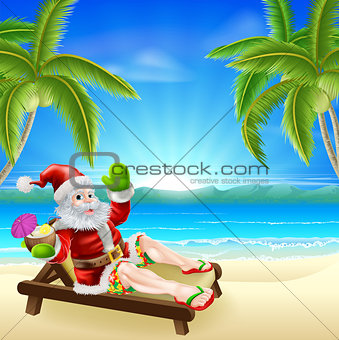 Summer Christmas Santa Beach Scene