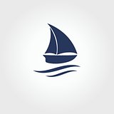 Boat and sea wave icon