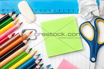 set of stationery school and office tools