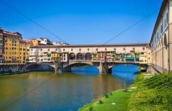 Ponte Vecchio view over Arno  river in Florence