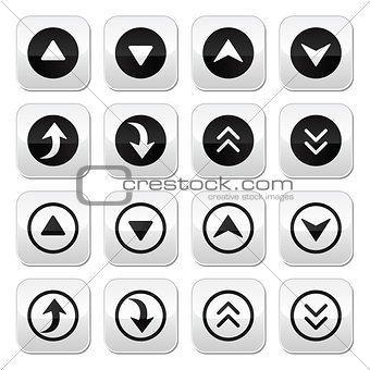 Up and down arrows vector buttons set