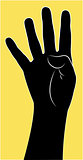 four fingers up, hand vector