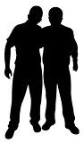 two friends silhouette vector