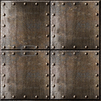 rusty metal armour background with rivets