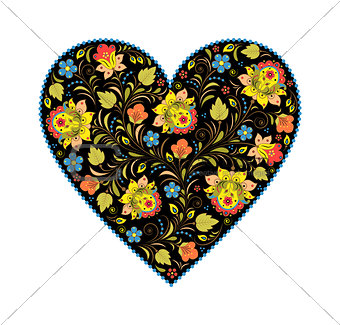 floral heart with traditional russian pattern