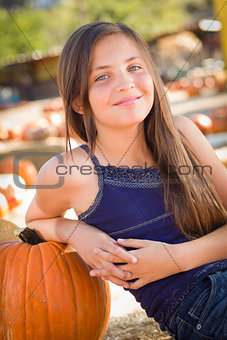 Preteen Girl Portrait at the Pumpkin Patch