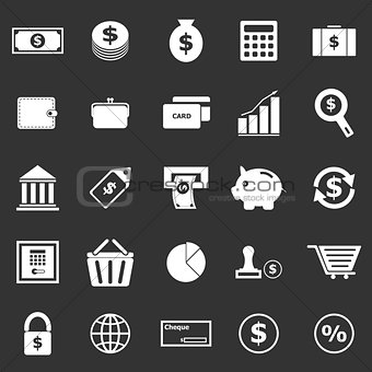 Money icons on black background
