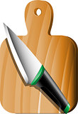 Cutting board and knife