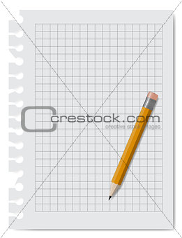 notebook sheet with grey pencil