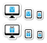 Shopping online, internet shop icons set
