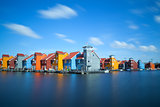 colorful buildings at Reitdiephaven, Groningen