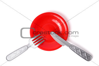 plate, fork and knife