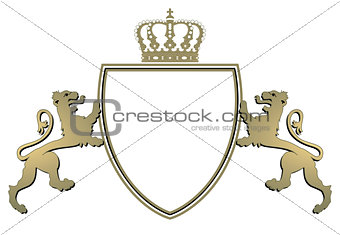 heraldry crown and twain lions