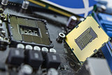 processor on the motherboard with socket prepared for installati