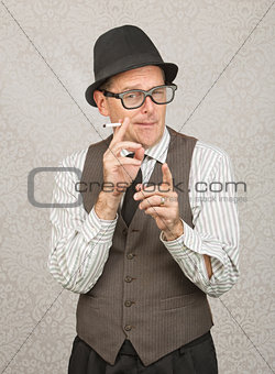 Smoking Man Pointing