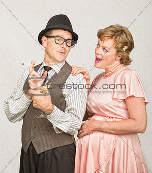 Smoking Man with Pregnant Wife