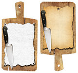 Old Notebook Cutting Boards and Knife