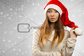 sensual girl with winter christmas style