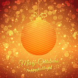 Christmas Ball. Blurred Festive Vector Background. Merry Christmas And Happy Holidays. Greeting Card