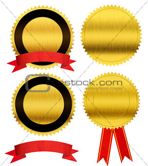 gold seal medals collection isolated