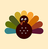 Cute retro Thanksgiving Turkey isolated on beige