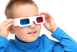 boy watching with 3d glasses