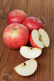 gala apples on wood table