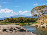 River with isolated of the volcano Etna