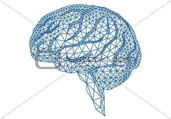 brain with geometric pattern, vector