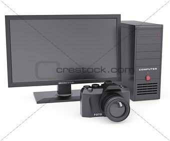 The system unit, monitor and camera