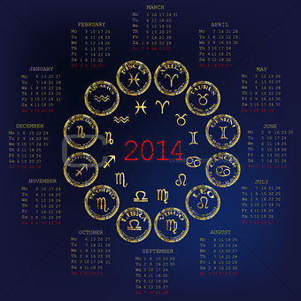 2014 Calendar with horoscope