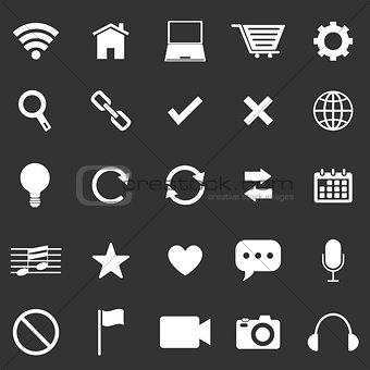 Web icons on black background