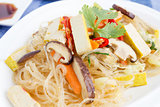 Chinese Cuisine, Crystal Noodles with tofu and mushroom