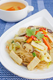 Chinese Cuisine, Crystal Noodles with tofu and mushroom