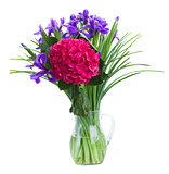 hortensia and iris flowers bouquet