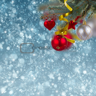 christmas decorations jn snow background