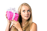 Blond girl with present