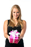Blond girl with present