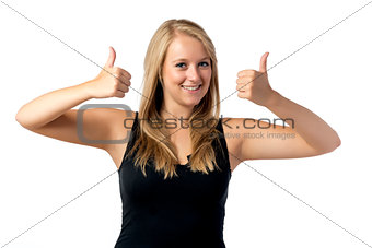 Girl with thumbs up