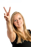 Girl with victory sign