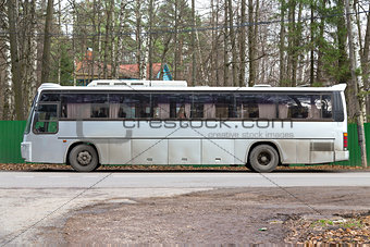 Gray tour bus
