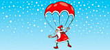santa claus on parachute greeting card