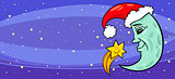 moon with star christmas greeting card